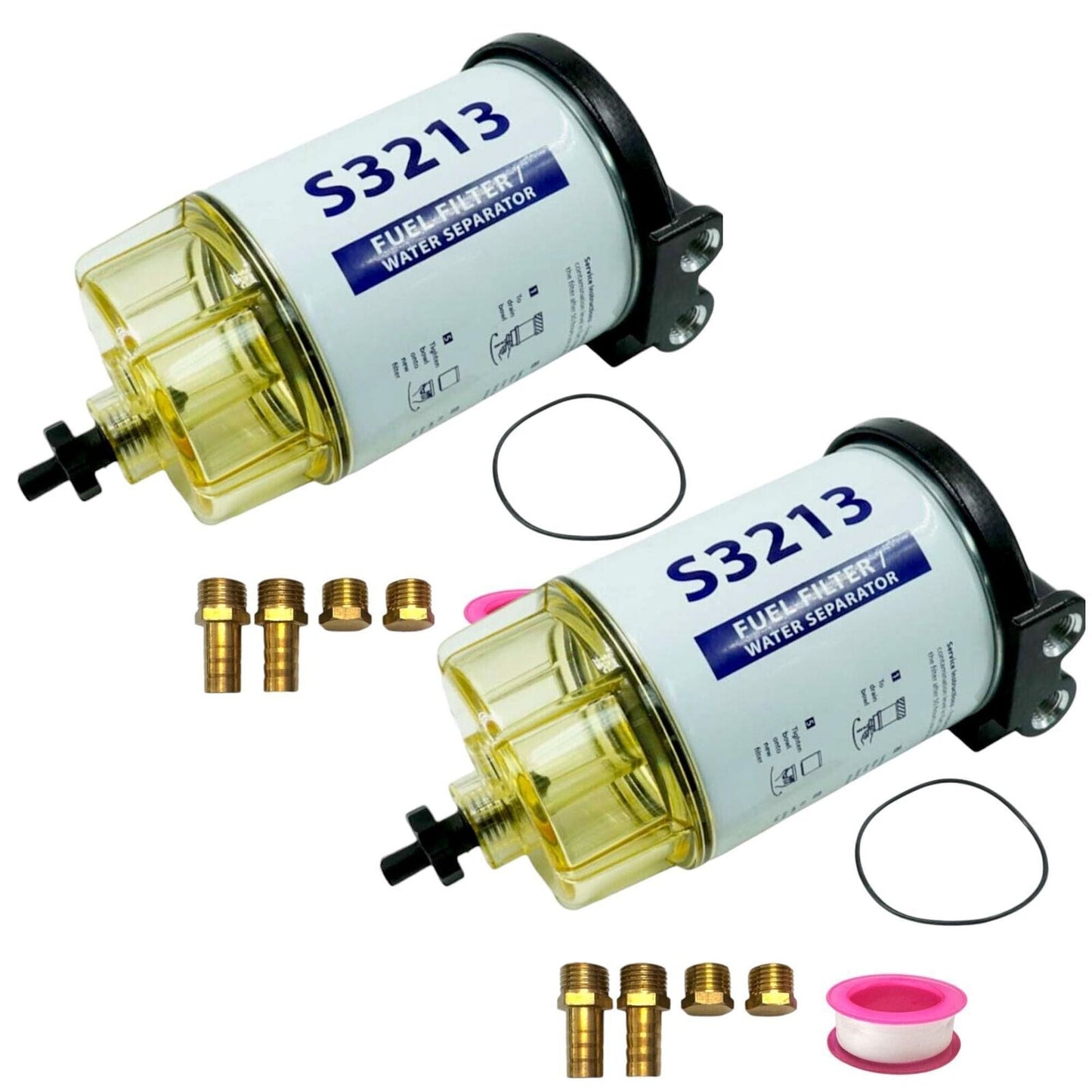 (2-PACK) S3213 Complete Assembly | Water Separator Filter + Bowl + Bracket + Fit