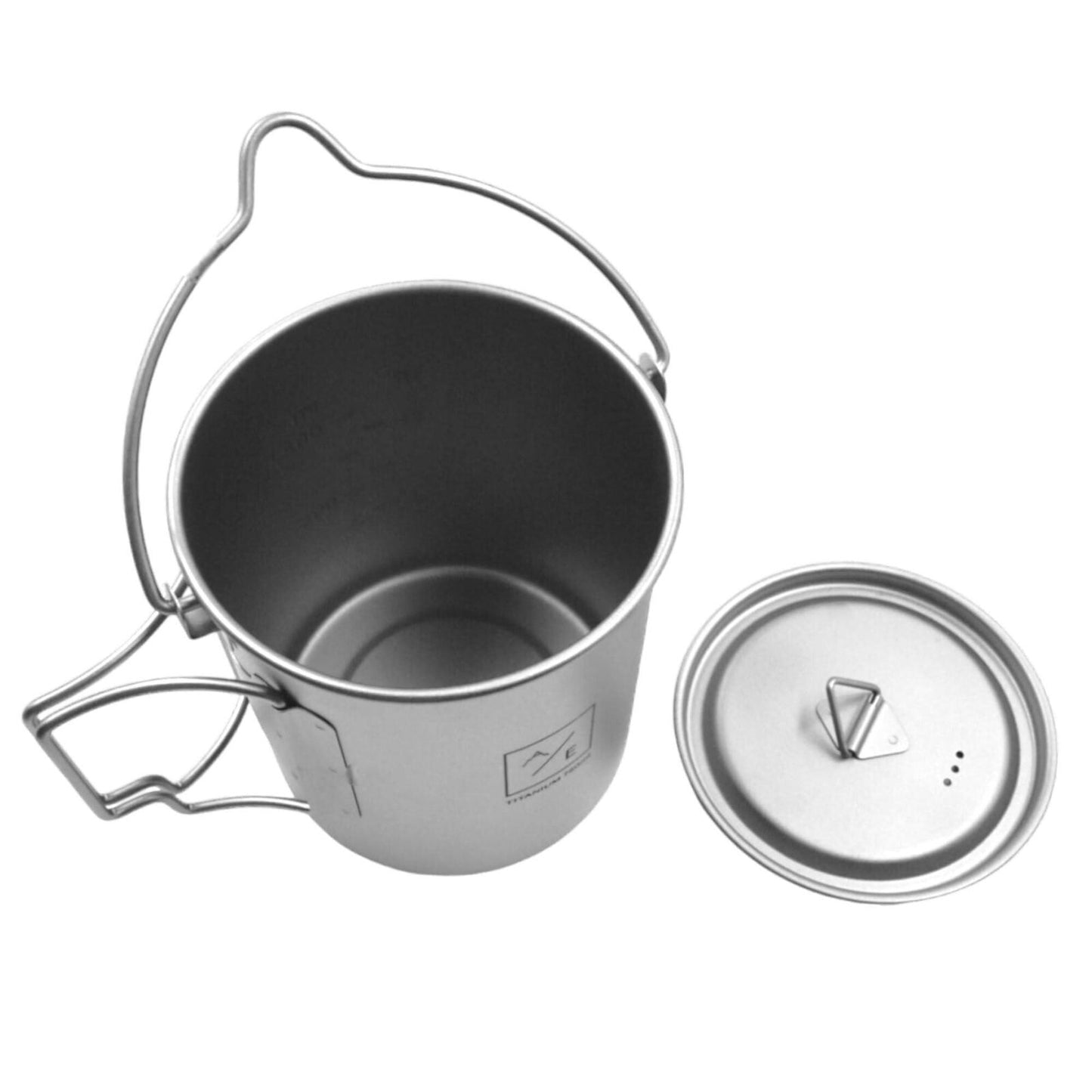 750ml (25.3oz) Titanium Open Flame Compact Ultralight Cup/Pot with Lid, 3.9 in T