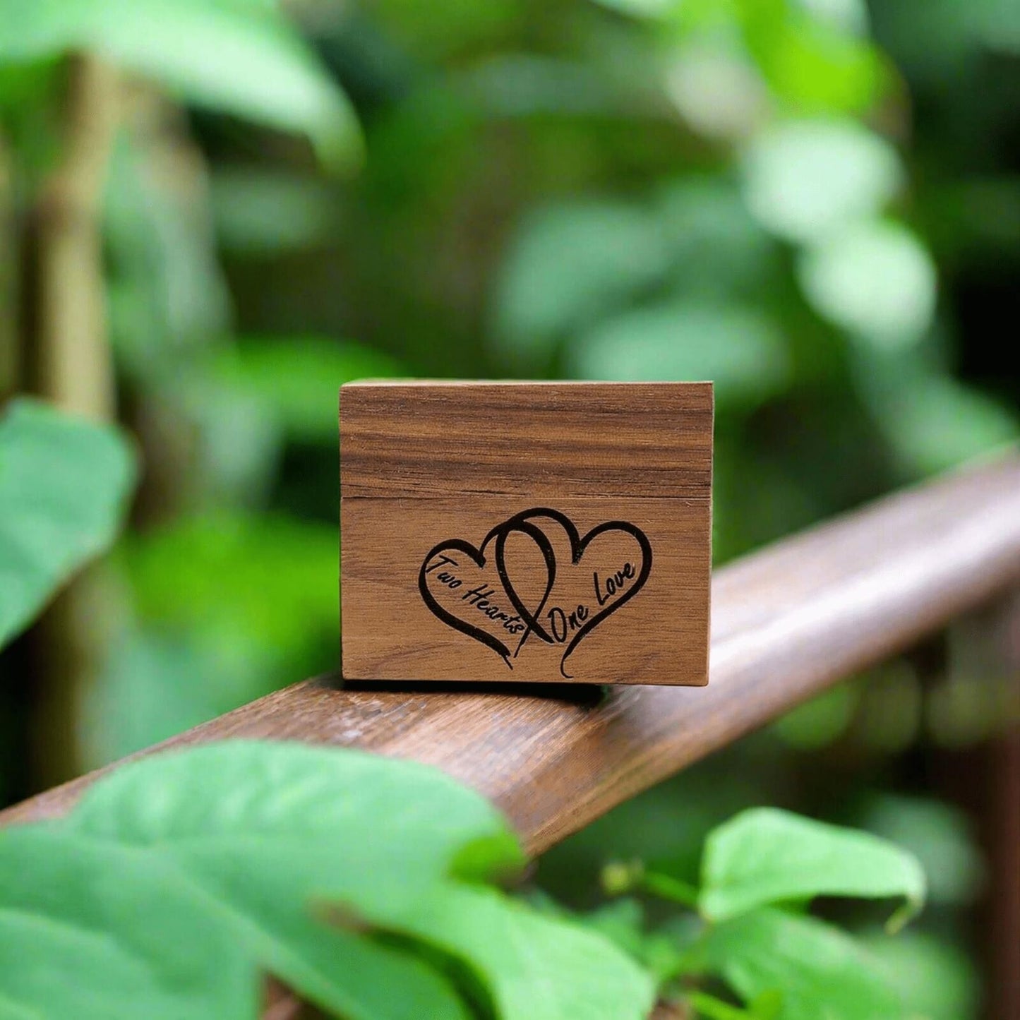 Handcrafted Walnut Wood Ring Box, Thin Compact Design, Removable Magnetic Lid, W