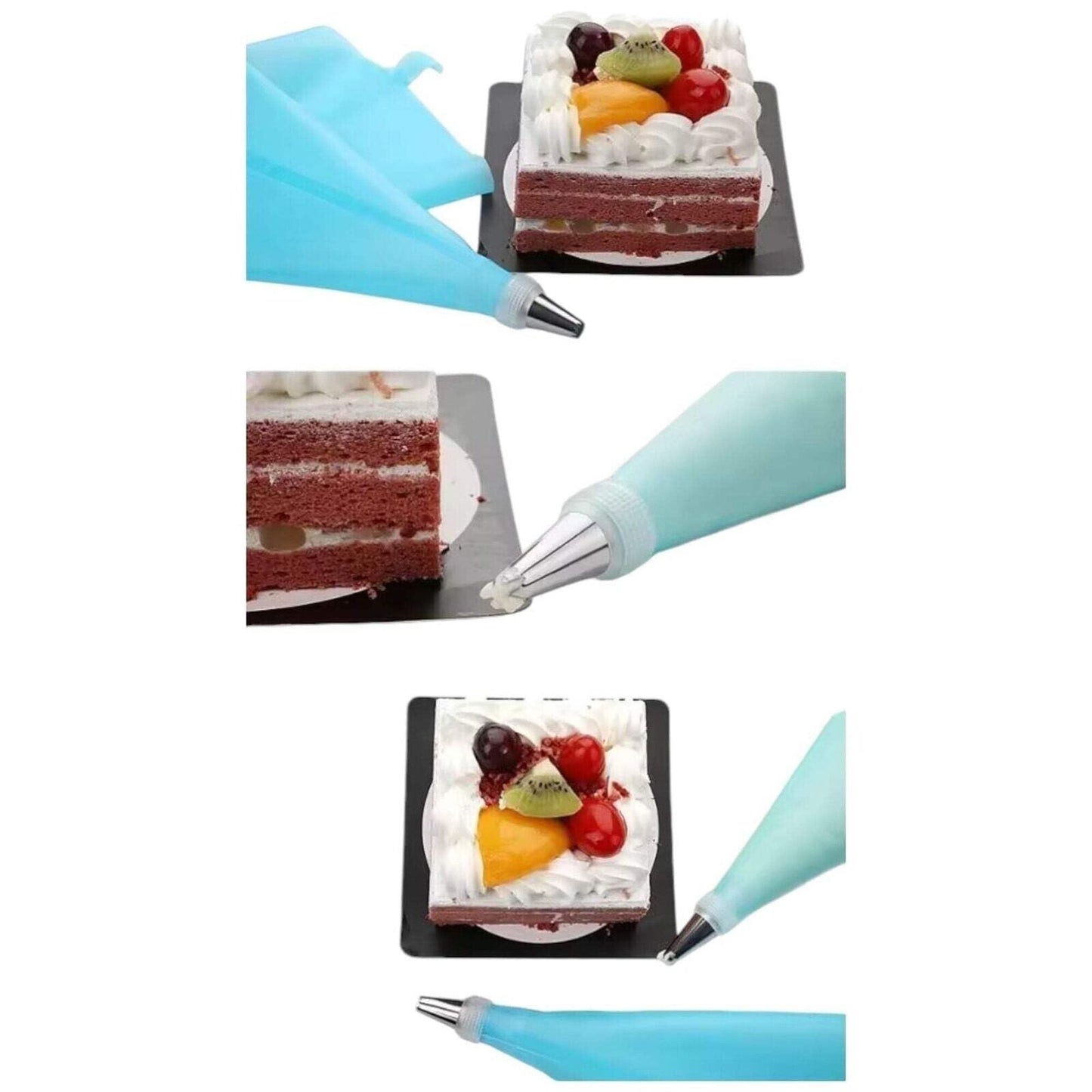 48-Piece Stainless Steel Piping Nozzle Set with Silicone Pastry Bag, Decorating