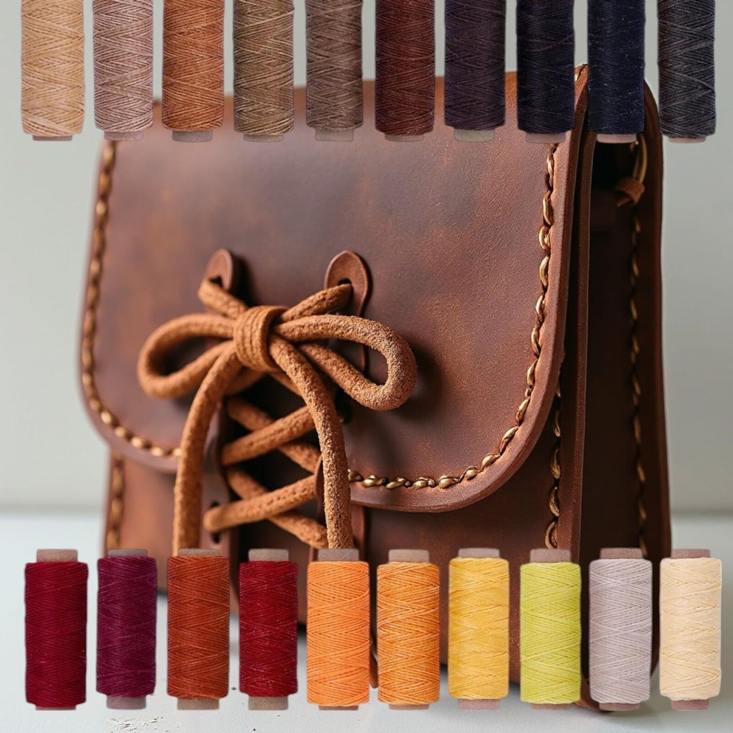 Premium Waxed Polyester Thread for Leather Crafting, 1mm x 164ft, Durable Coatin
