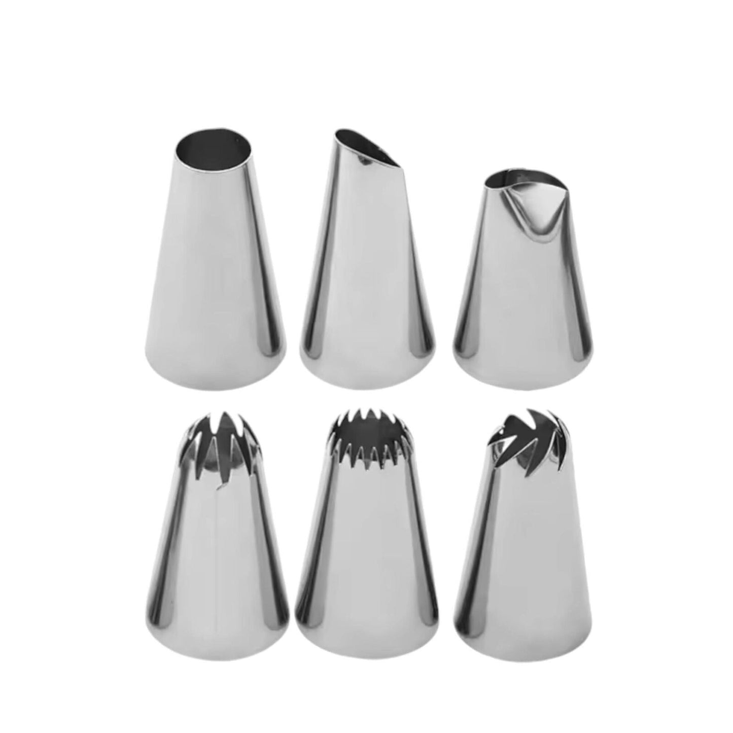 (2x) 6-Pc Medium Size Nozzle Stainless Steel Piping 12pc Tip Set, Stainless Stee