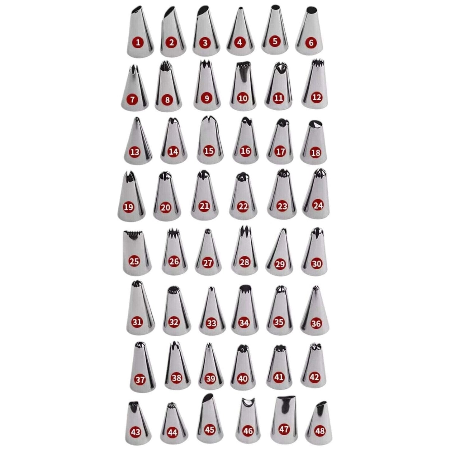 48-Piece Stainless Steel Piping Nozzle Set with Silicone Pastry Bag, Decorating
