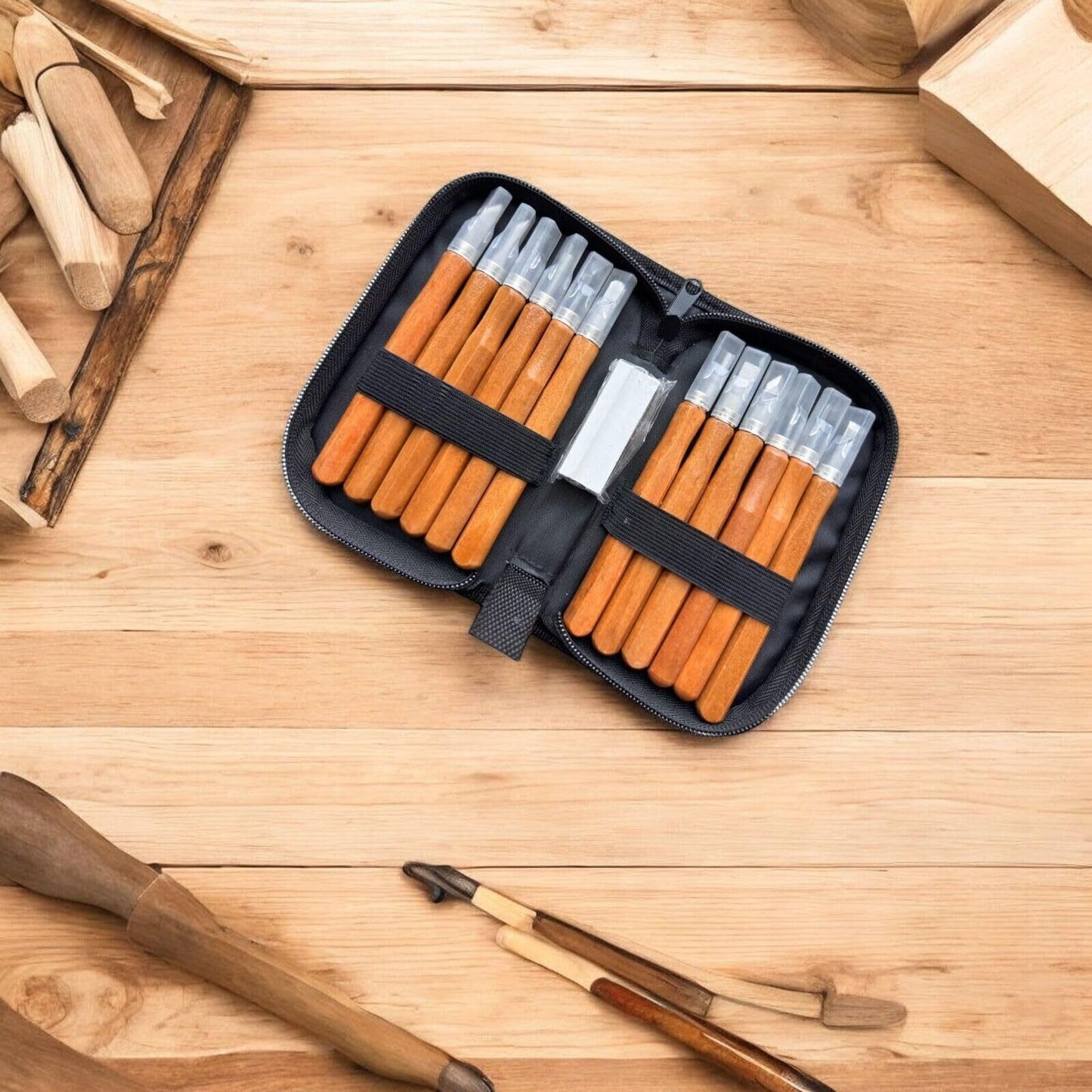 12-Piece Wood Carving Tool Set | High Carbon Steel SK7 | Sloyd Knife, Chip Detai
