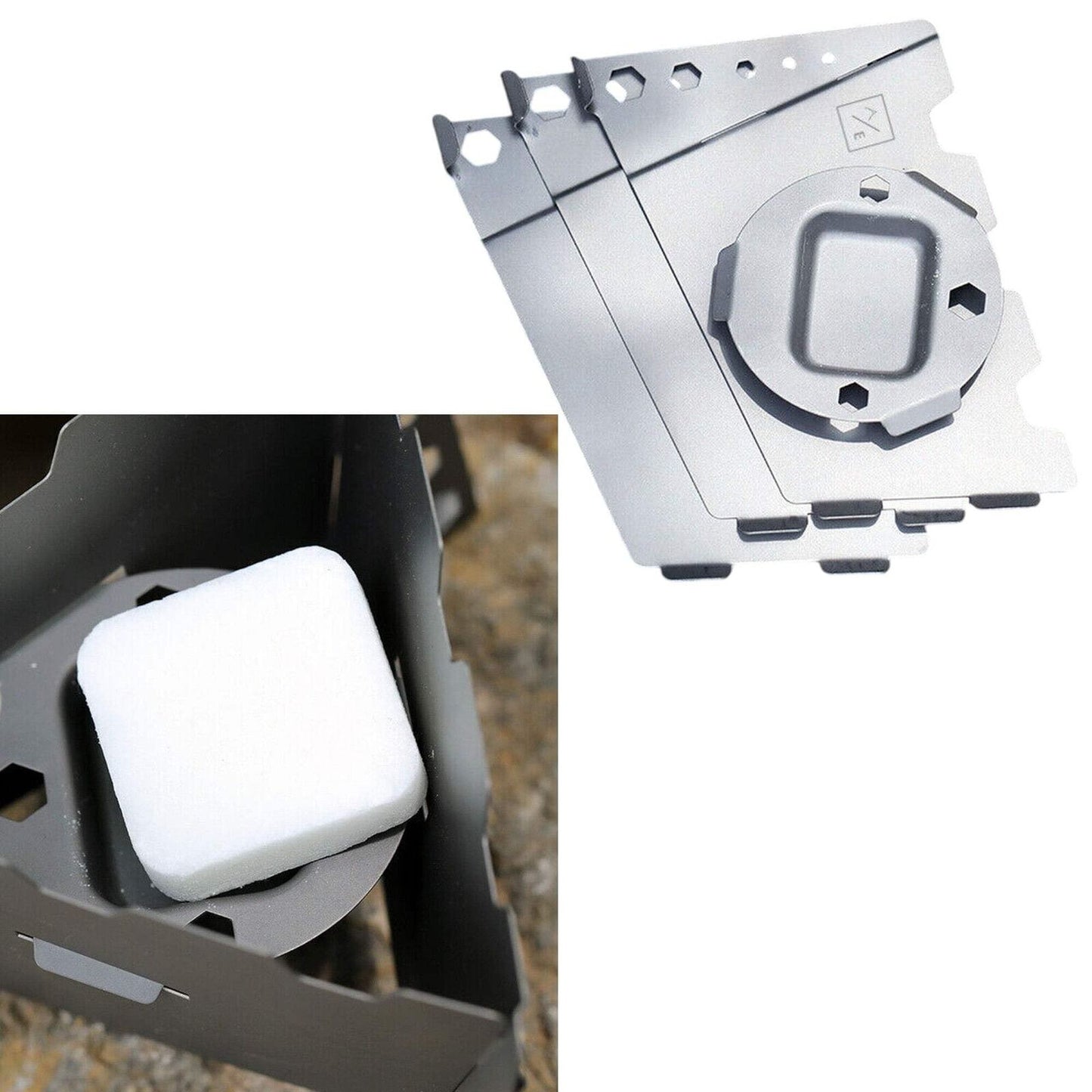 Flatpack 3-Sided Titanium Camping Stove, 5.5" W x 4" H, 90g, Foldable Compact Po