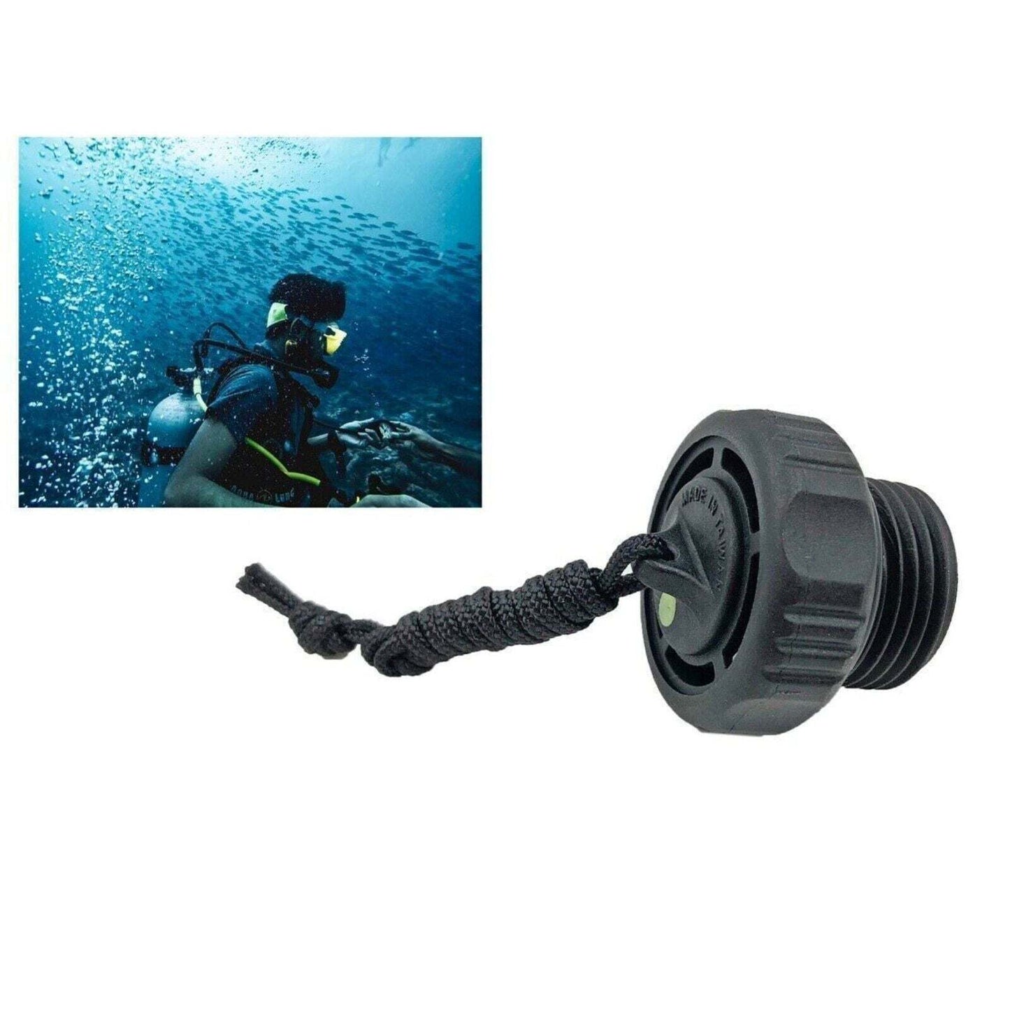 Threaded Scuba Tank/Diving Regulator Stage Dust Cap with Attachment String DIN