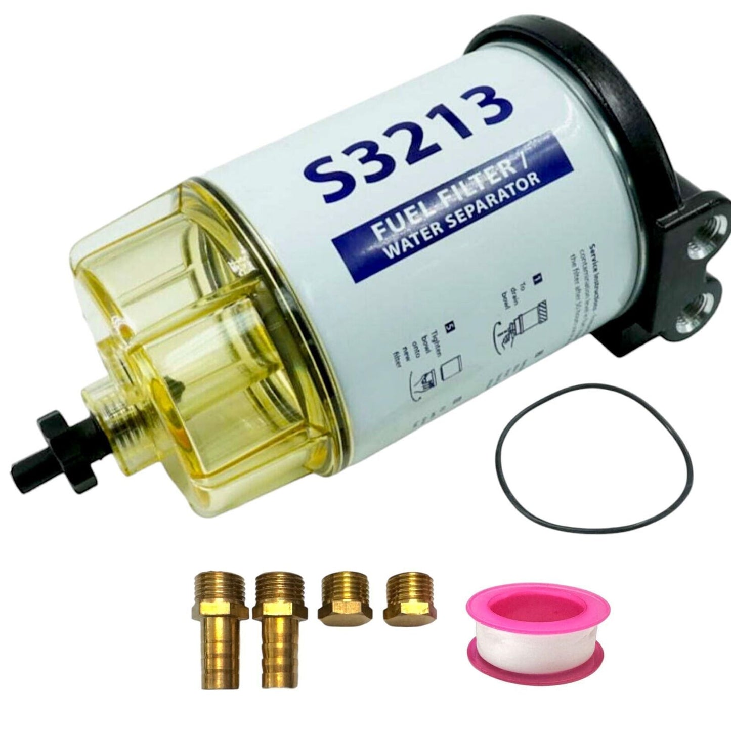 (2-PACK) S3213 Complete Assembly | Water Separator Filter + Bowl + Bracket + Fit