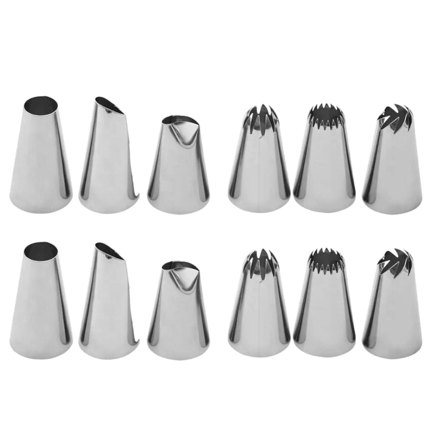 (2x) 6-Pc Medium Size Nozzle Stainless Steel Piping 12pc Tip Set, Stainless Stee