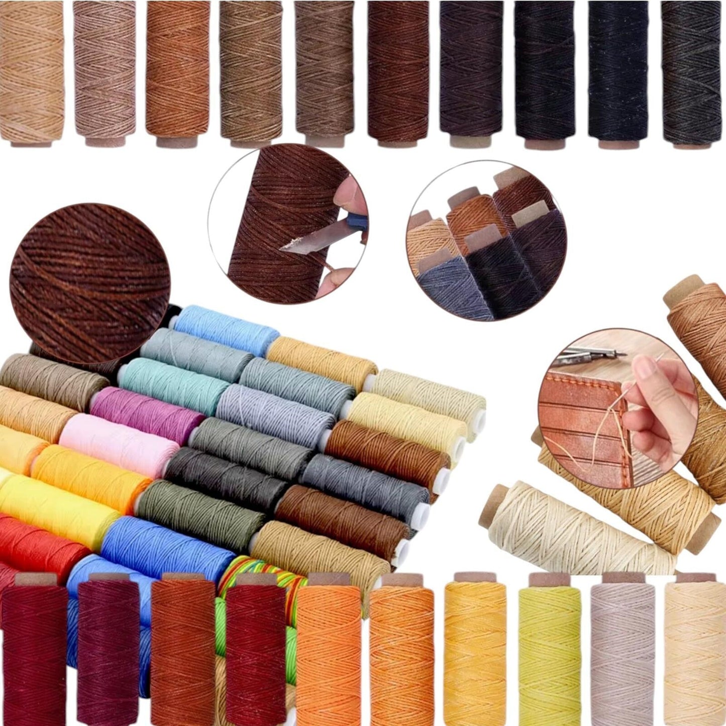 (4-Pack) Black Premium Waxed Polyester Thread for Leather Crafting, 1mm 4x164ft