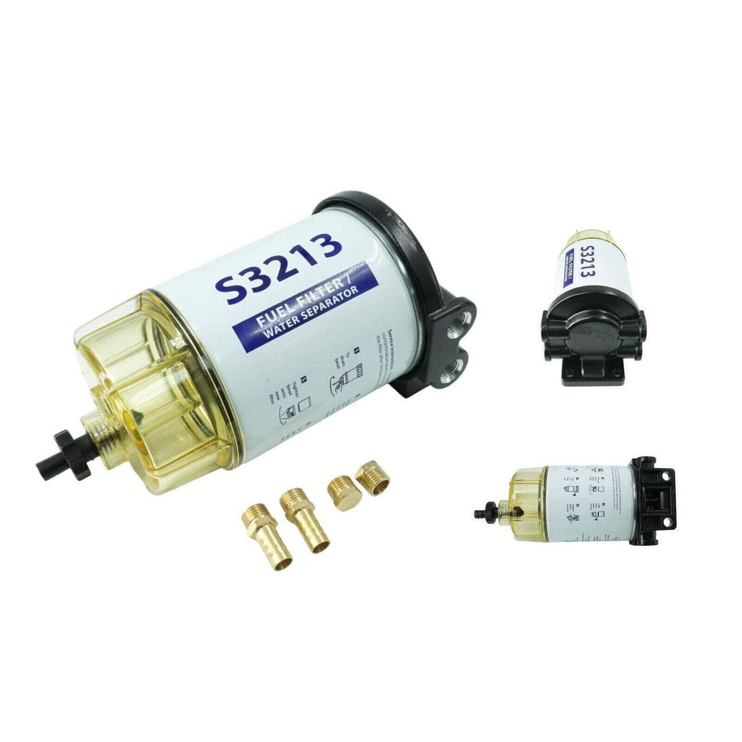 S3213 Complete Assembly | Water Separator Filter + Bowl + Bracket + Fittings | F