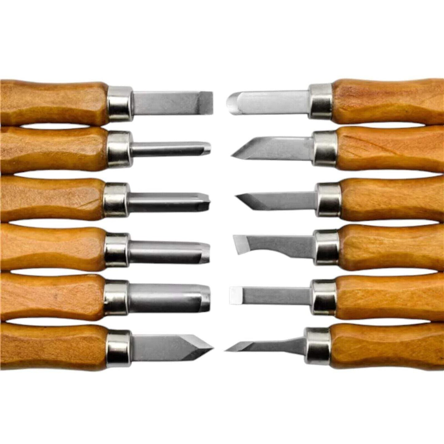 12-Piece Wood Carving Tool Set | High Carbon Steel SK7 | Sloyd Knife, Chip Detai