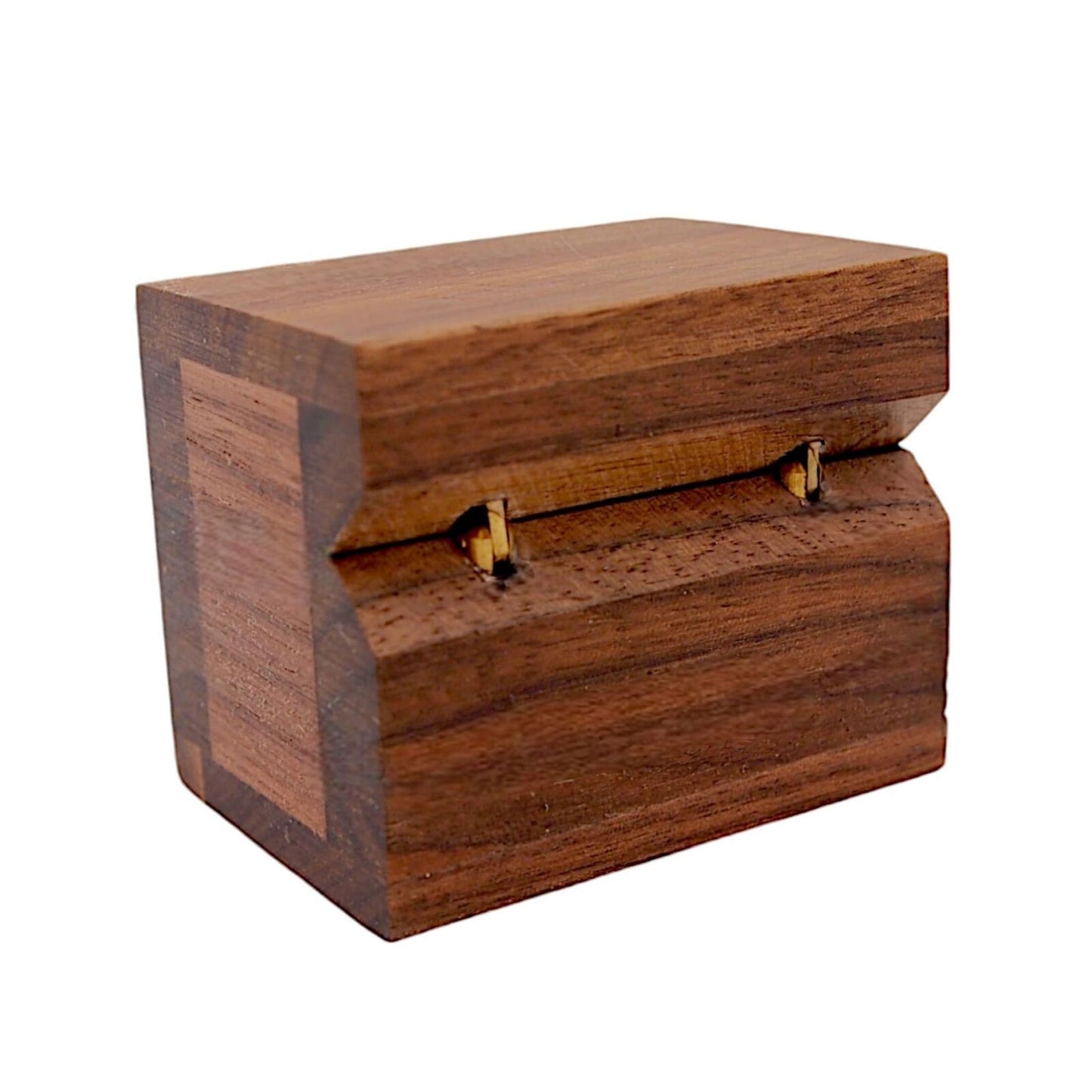 Handcrafted Walnut Wood Ring Box, Magnetic Latch, 2.5" x 1.75" x 1.5", Holds 1-2