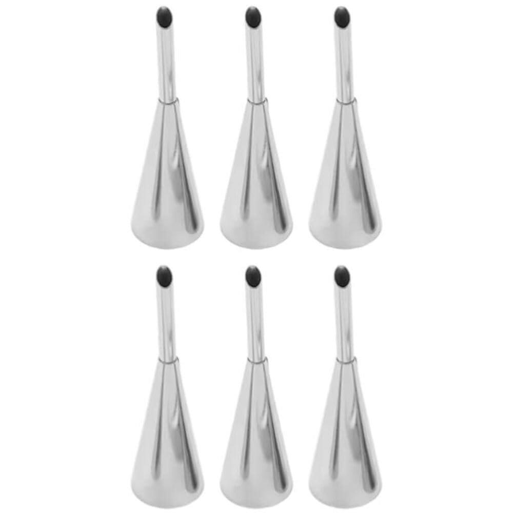 6-Piece Stainless Steel Cream Puff Decorating Nozzles, 3.5 inch (9cm) Cake Decor