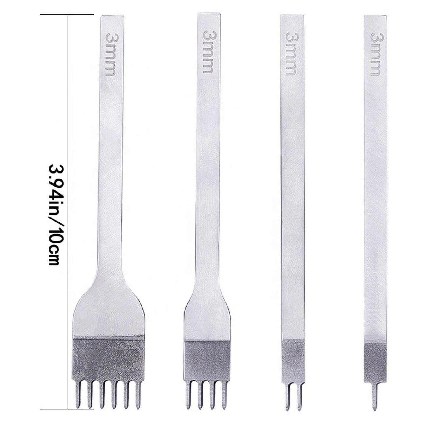 4 Pcs Leather Hole Punch Tool Set | Lacing - Stitching - Prong Punch | Leather Sewing Punch Set for Leatherworking