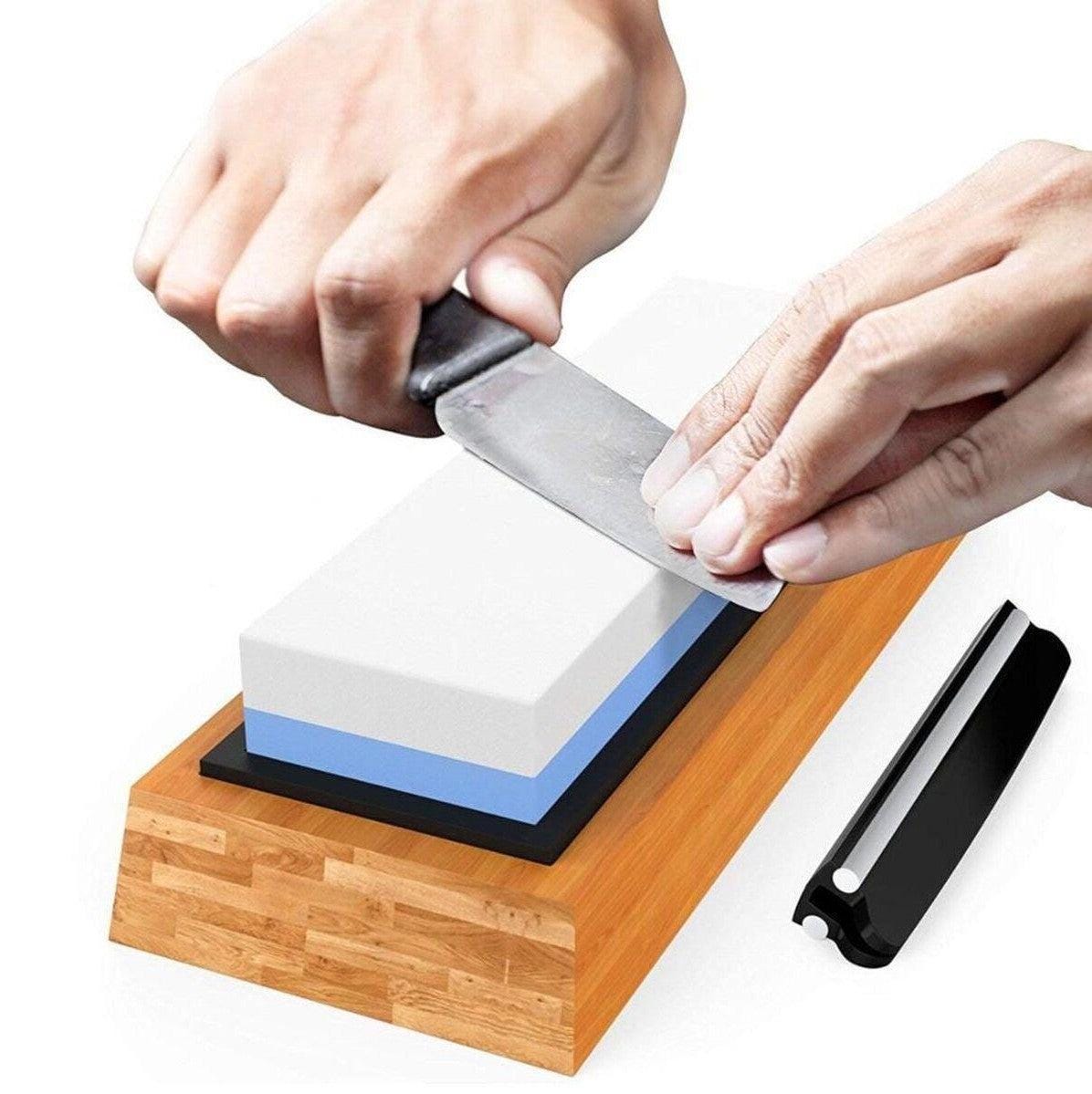 7"x 2.4" Sharpening Stone Block Stand |3000/8000 or 1000/6000 | Knife, Blade Sharpening Stone Bamboo Base