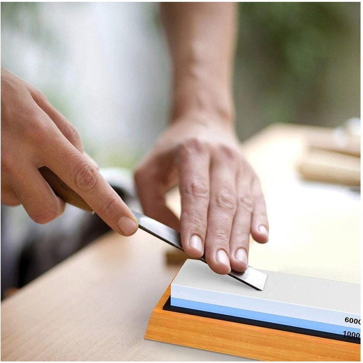 7"x 2.4" Sharpening Stone Block Stand |3000/8000 or 1000/6000 | Knife, Blade Sharpening Stone Bamboo Base