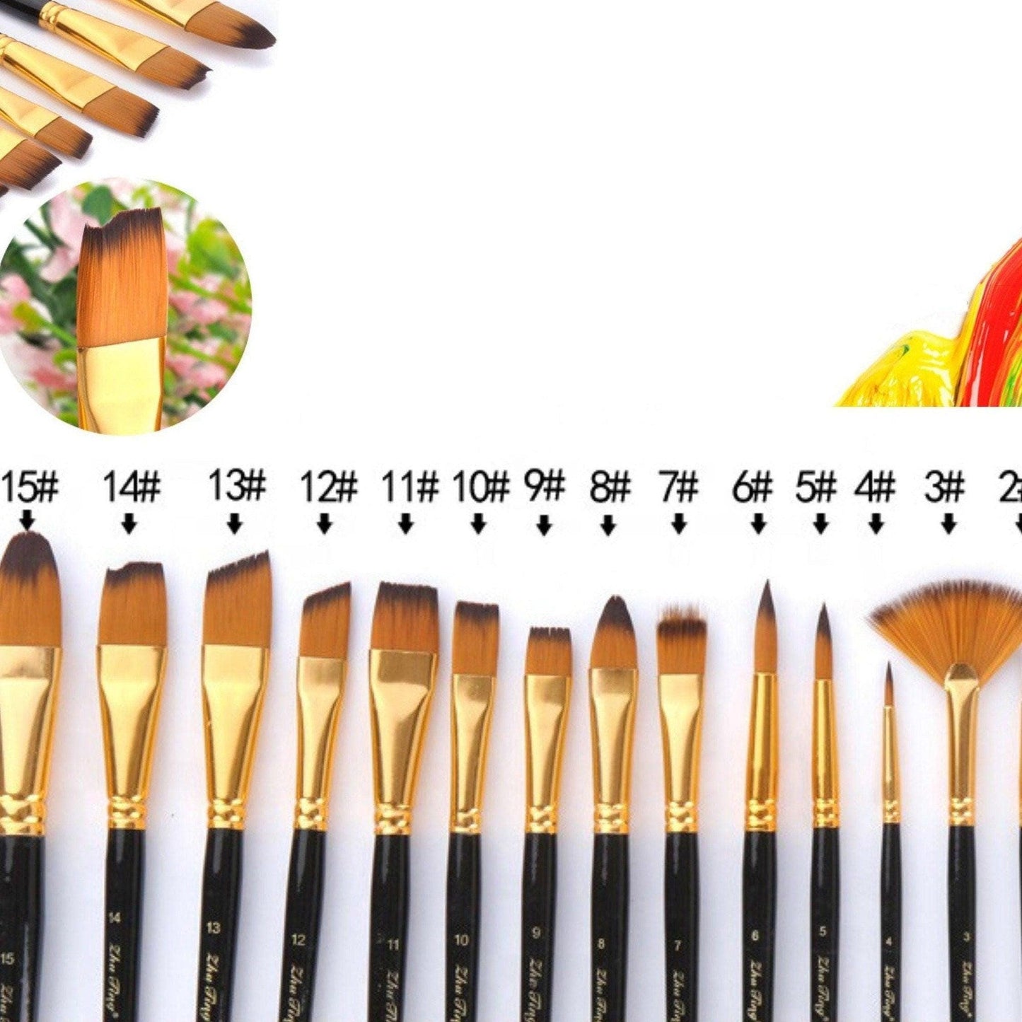 18 Piece Nylon Wool Artist Paint Brush Set with Carry Case for Acrylic, Watercolor, Oil, Gouache