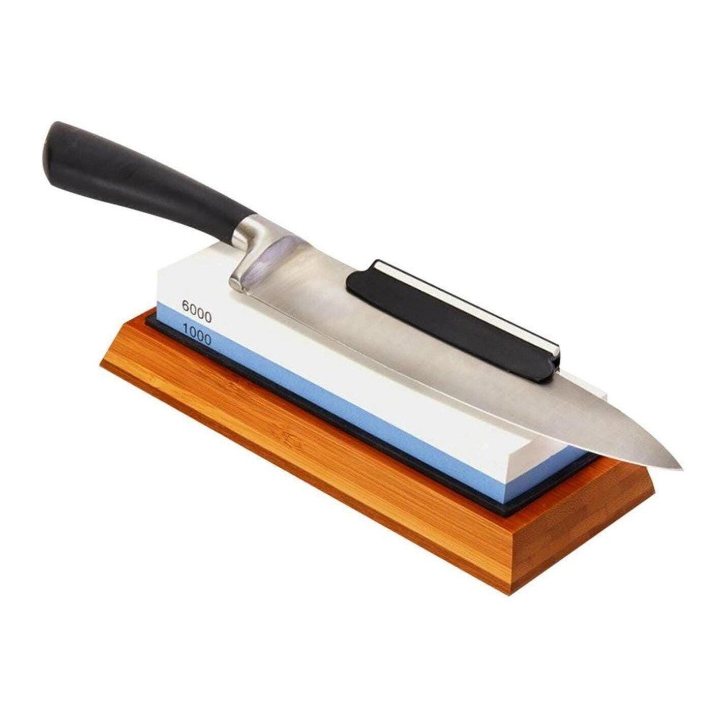 7"x 2.4" Sharpening Stone Block Stand |3000/8000 or 1000/6000 | Knife, Blade Sharpening Stone Bamboo Base