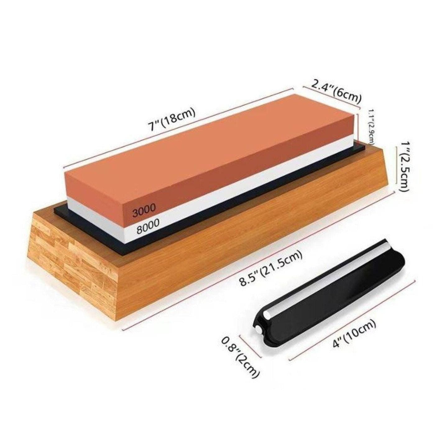 7"x 2.4" Sharpening Stone Block Stand |3000/8000 or 1000/6000 | Knife, Blade Sharpening Stone Bamboo Base