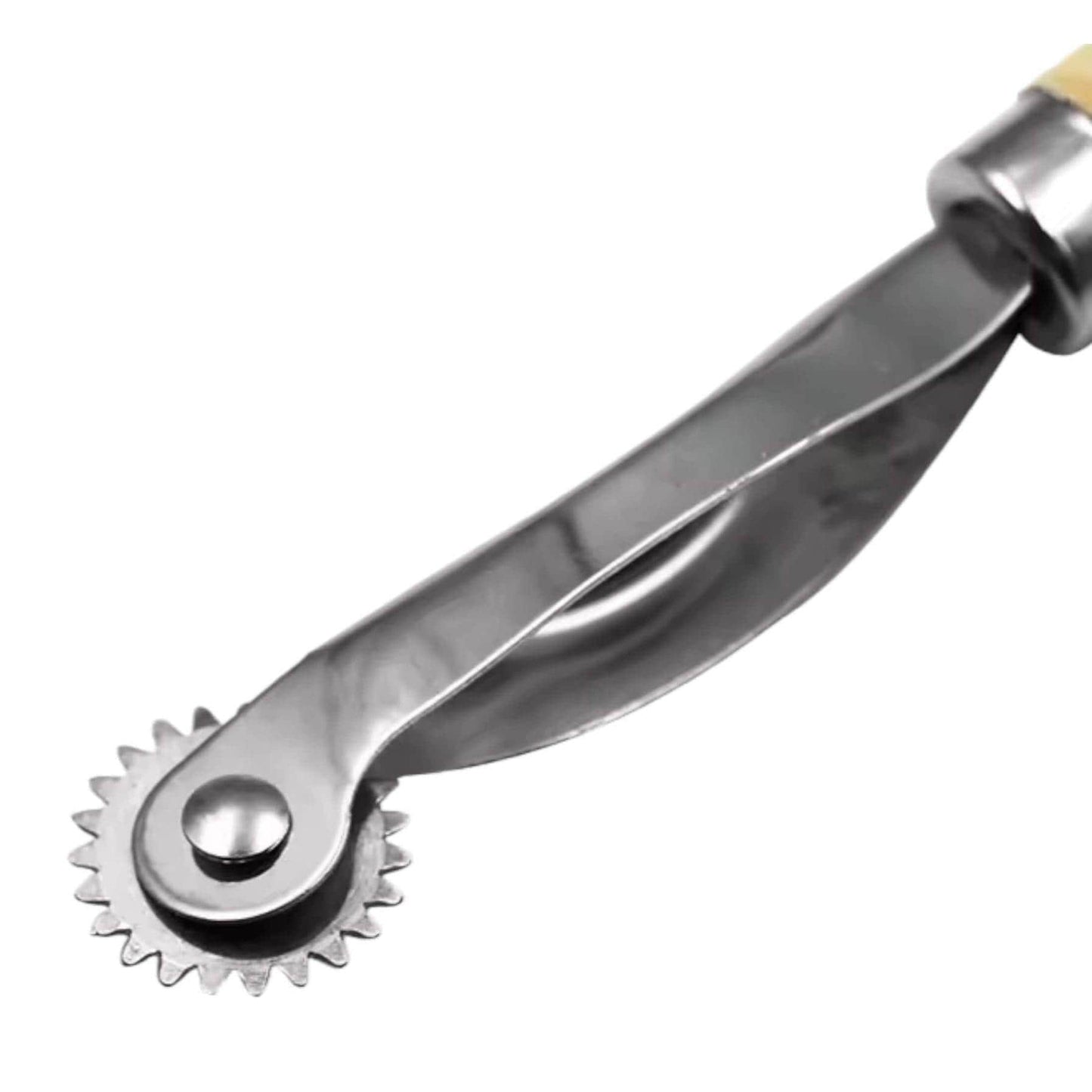 Serrated Tracing Wheel, Leather Fabric Craft Tool Wooden and Composite Handles, 6.89 inches, 4mm Spurred Wheel for Patterns