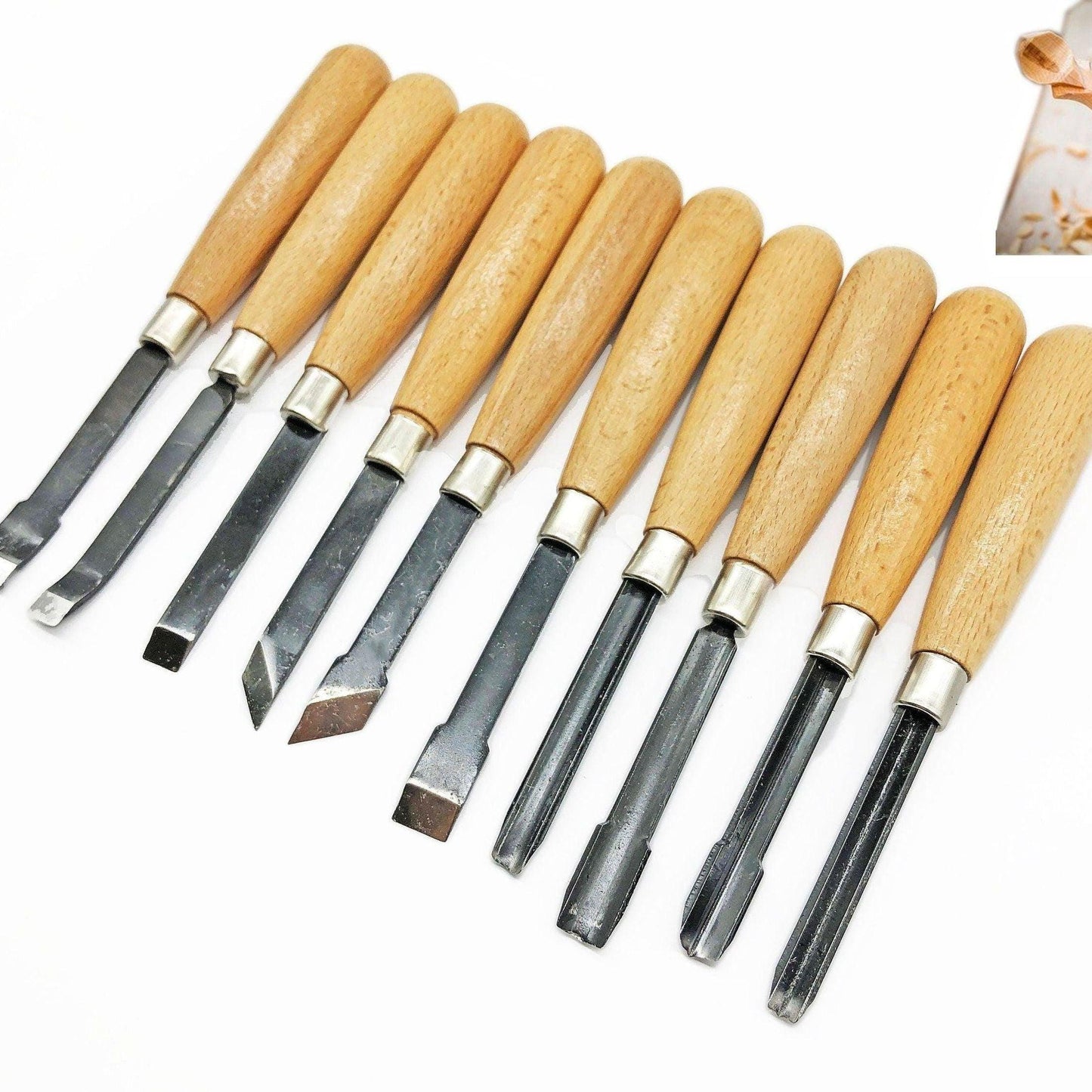 10 Piece Steel Wood Carving Set | Heavy Duty for Mallet Use/Durable Professional Carving Set