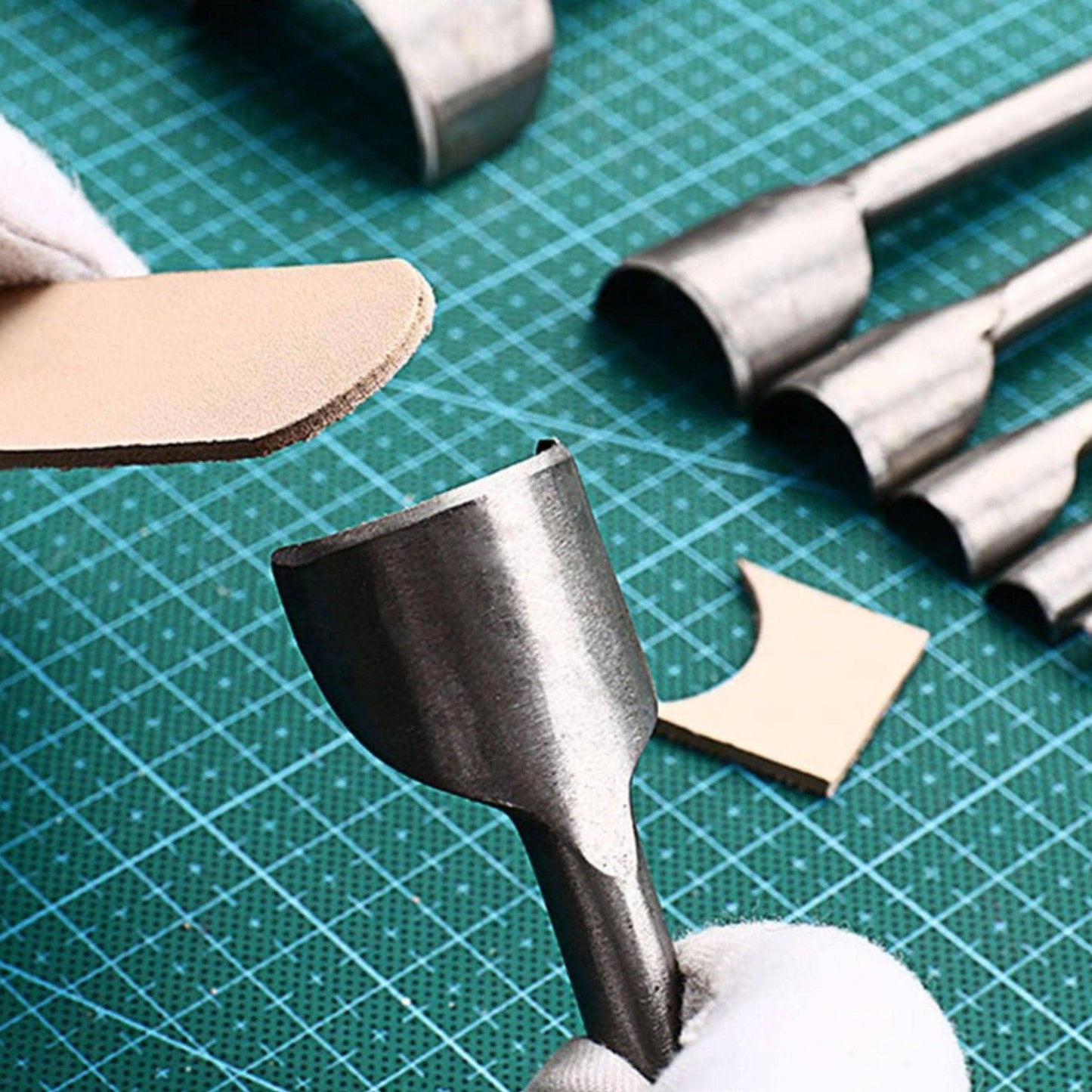 12 Piece Leather Belt End Punch Set | 3mm-50mm | Half Round Leather Cutter Punch Tool