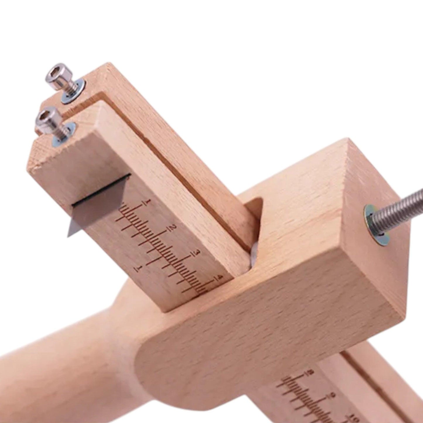 Adjustable Wooden Leather Strap Cutter, Leather Strip Tool - 5 Blades Included, Strip and Strap Leather Wood DIY Craft Hand Cutting Tool