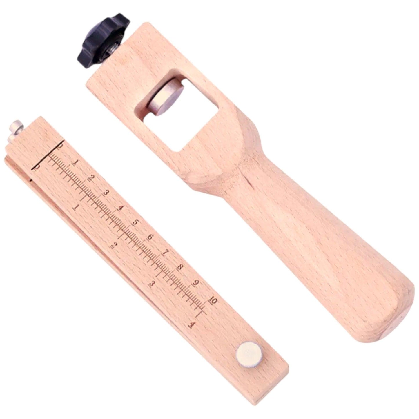 Adjustable Wooden Leather Strap Cutter, Leather Strip Tool - 5 Blades Included, Strip and Strap Leather Wood DIY Craft Hand Cutting Tool