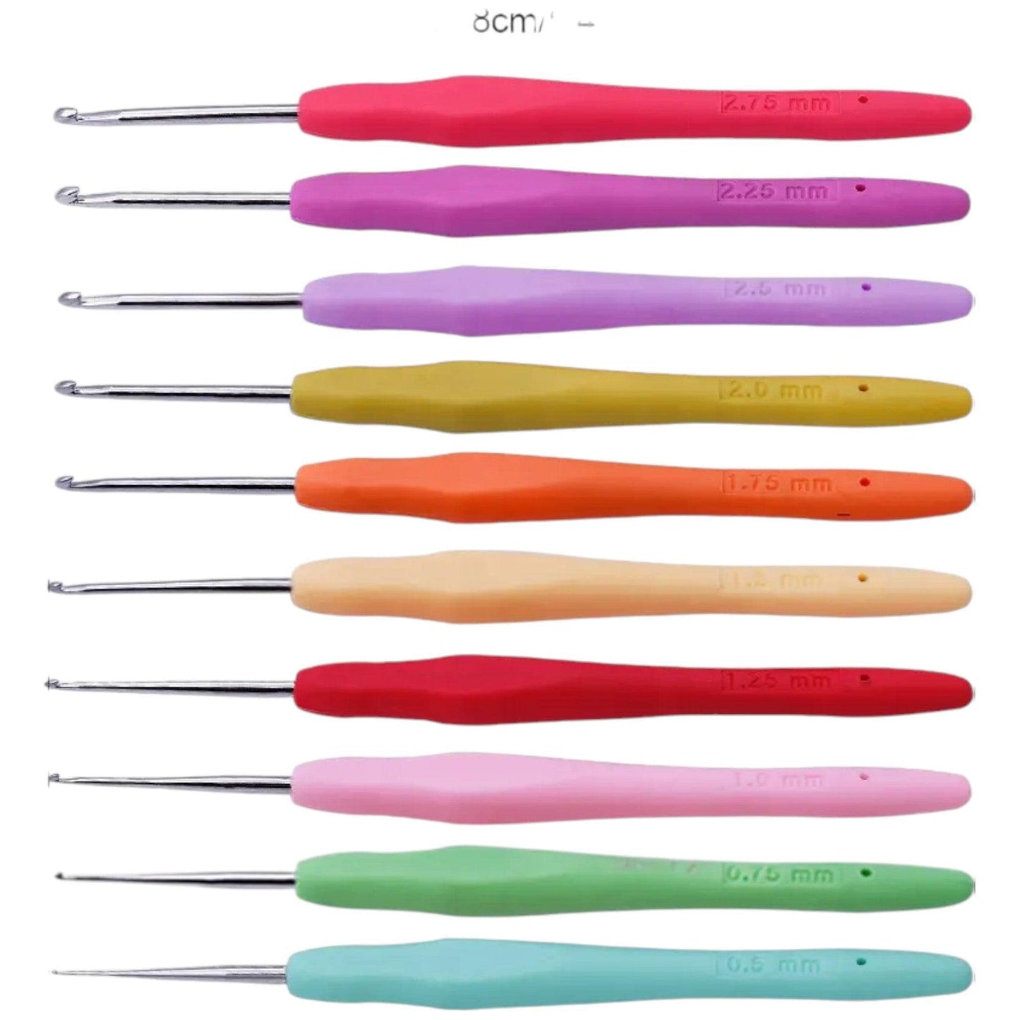 10 Piece 0.5mm-2.75mm Crochet Tool Set | Comfort Rubber Handle | Sweater, Blanket, Hat Making | Crochet Steel Hook Set