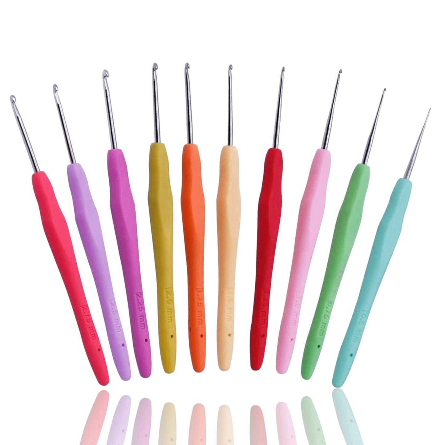 10 Piece 0.5mm-2.75mm Crochet Tool Set | Comfort Rubber Handle | Sweater, Blanket, Hat Making | Crochet Steel Hook Set