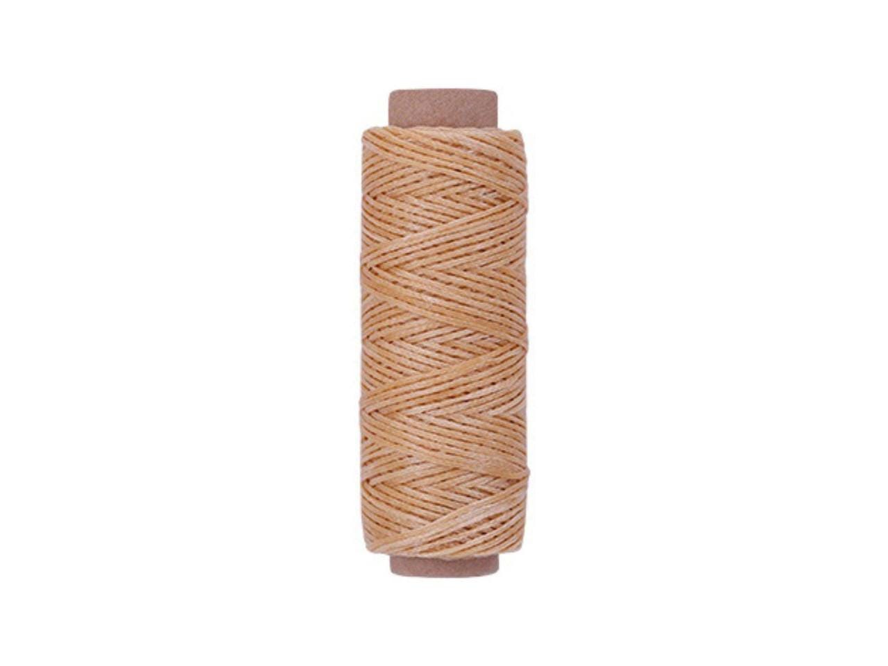 Natural-Color Premium Waxed Polyester Thread for Leather Crafting, 1mm x 164ft, Durable Coating for Lacing, Stitching, Leather Craft Project