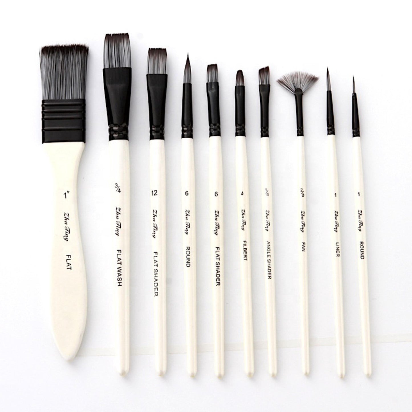 10 piece Nylon Wool Artist Paint Brush Set with Carry Case | For Paint Type: