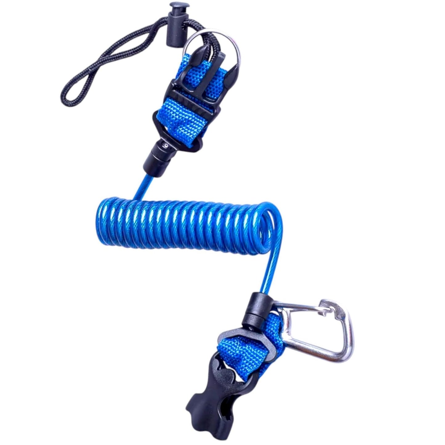 Diving Carabiner Lanyard -Stainless Steel Coil with Key Ring for Underwater Gear