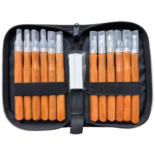 12-Piece Wood Carving Tool Set | High Carbon Steel SK7 | Sloyd Knife, Chip Detai