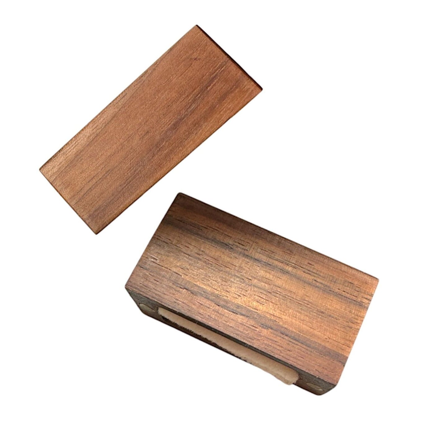 Handcrafted Walnut Wood Ring Box, Thin Compact Design, Removable Magnetic Lid, W