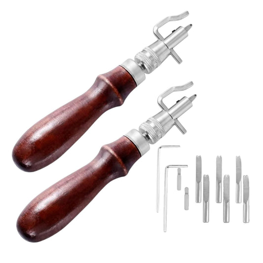 [2-Pack] Multi-Function Leather Hand Craft Tools Kit Adjustable Skiving Leather