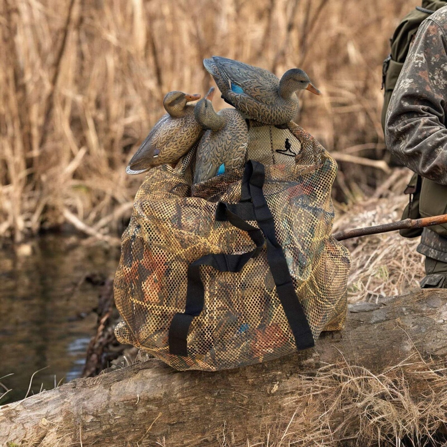 2-Pack Hunting CAMO (Marsh) Mesh Decoy Bag, 33" x 30.5", Adjustable Shoulder Str