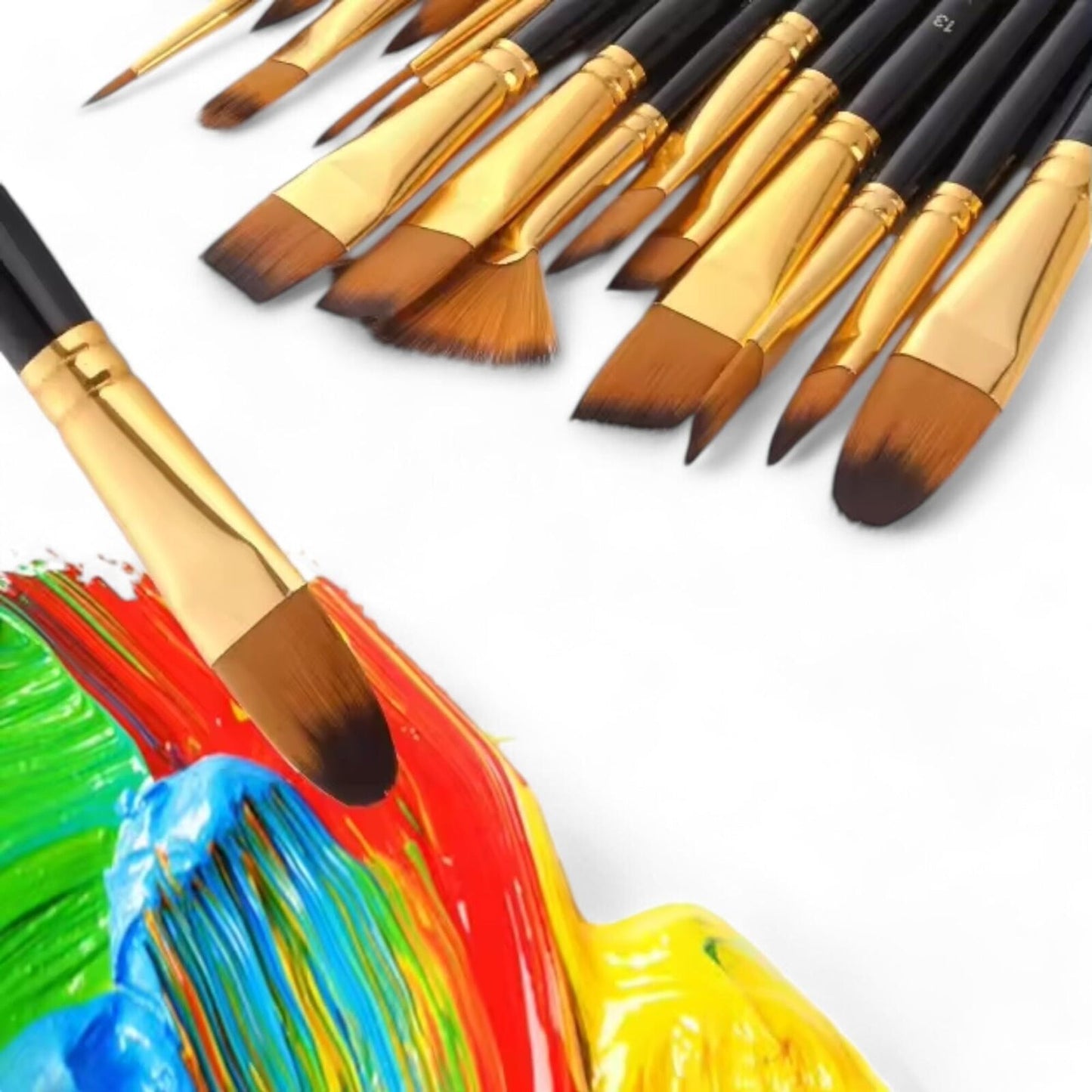 [2-Pack] 18 Piece Nylon Wool Artist Paint Brush Set with Carry Case for Acrylic,