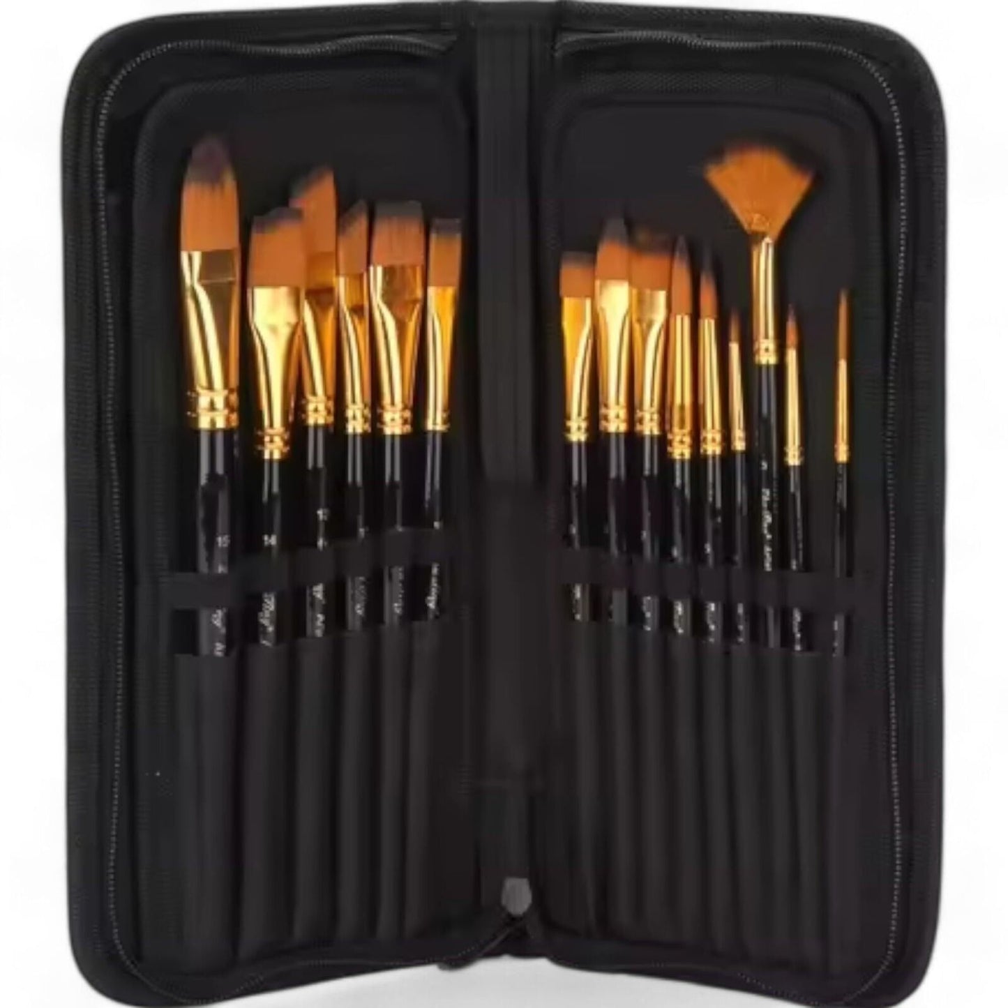 [2-Pack] 18 Piece Nylon Wool Artist Paint Brush Set with Carry Case for Acrylic,