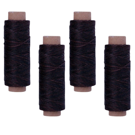 [4 Pack] Dark-Coffee Premium Waxed Polyester Thread for Leather Crafting, 1mm 4x