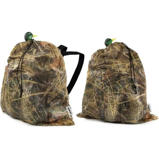 2-Pack Hunting CAMO (Marsh) Mesh Decoy Bag, 33" x 30.5", Adjustable Shoulder Str
