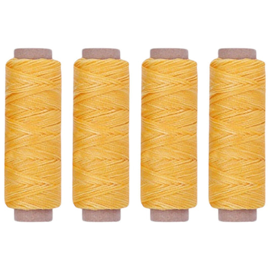 [4-Pack Yellow] Premium Waxed Polyester Thread for Leather Crafting, 1mm x 164ft