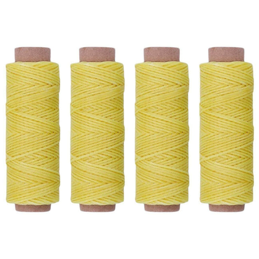 [4-Pack] Light Yellow Premium Waxed Polyester Thread for Leather Crafting, 1mm x
