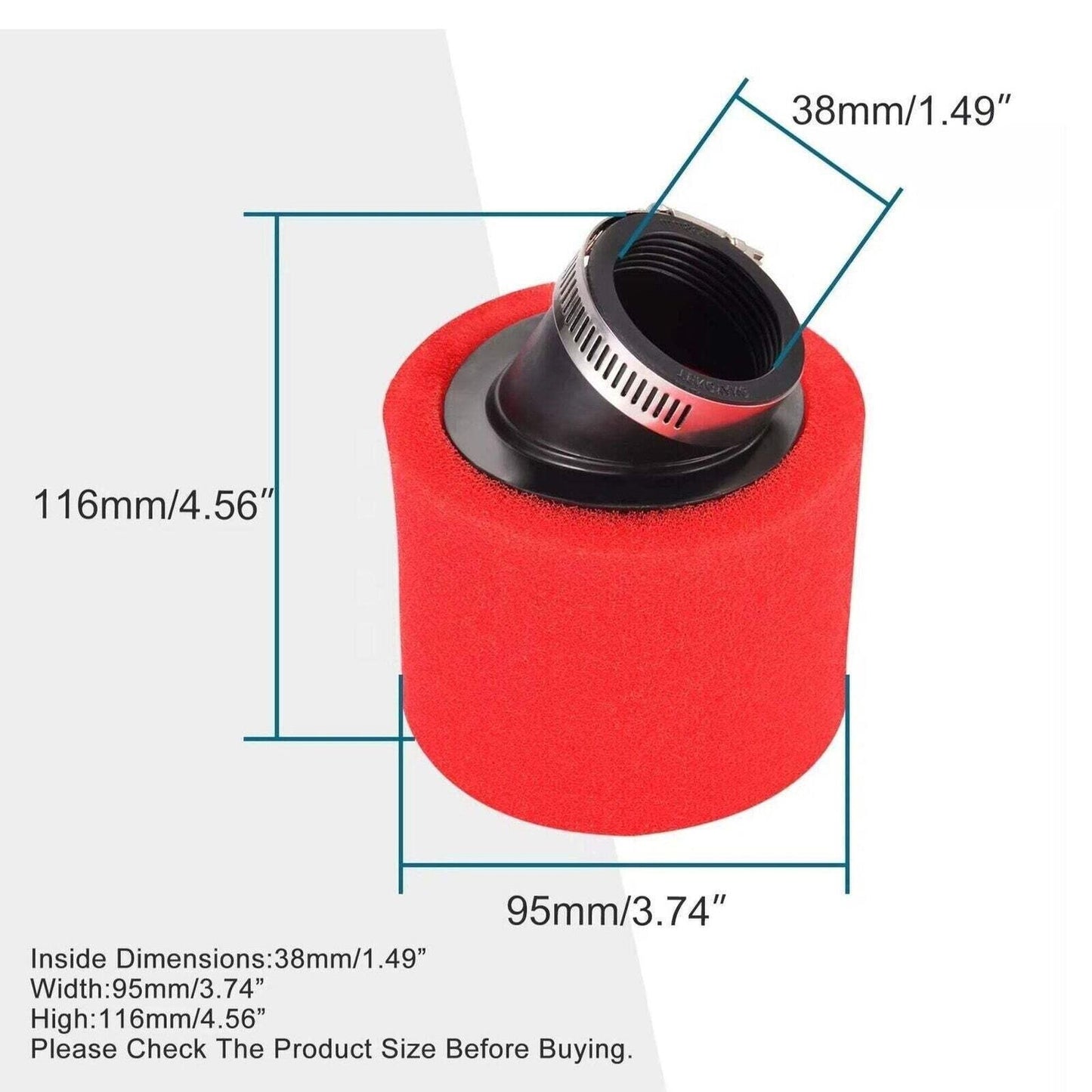 36mm-40mm Double-Wall Bent Foam Air Filter for GY6 50cc-400cc Small Engine Compa