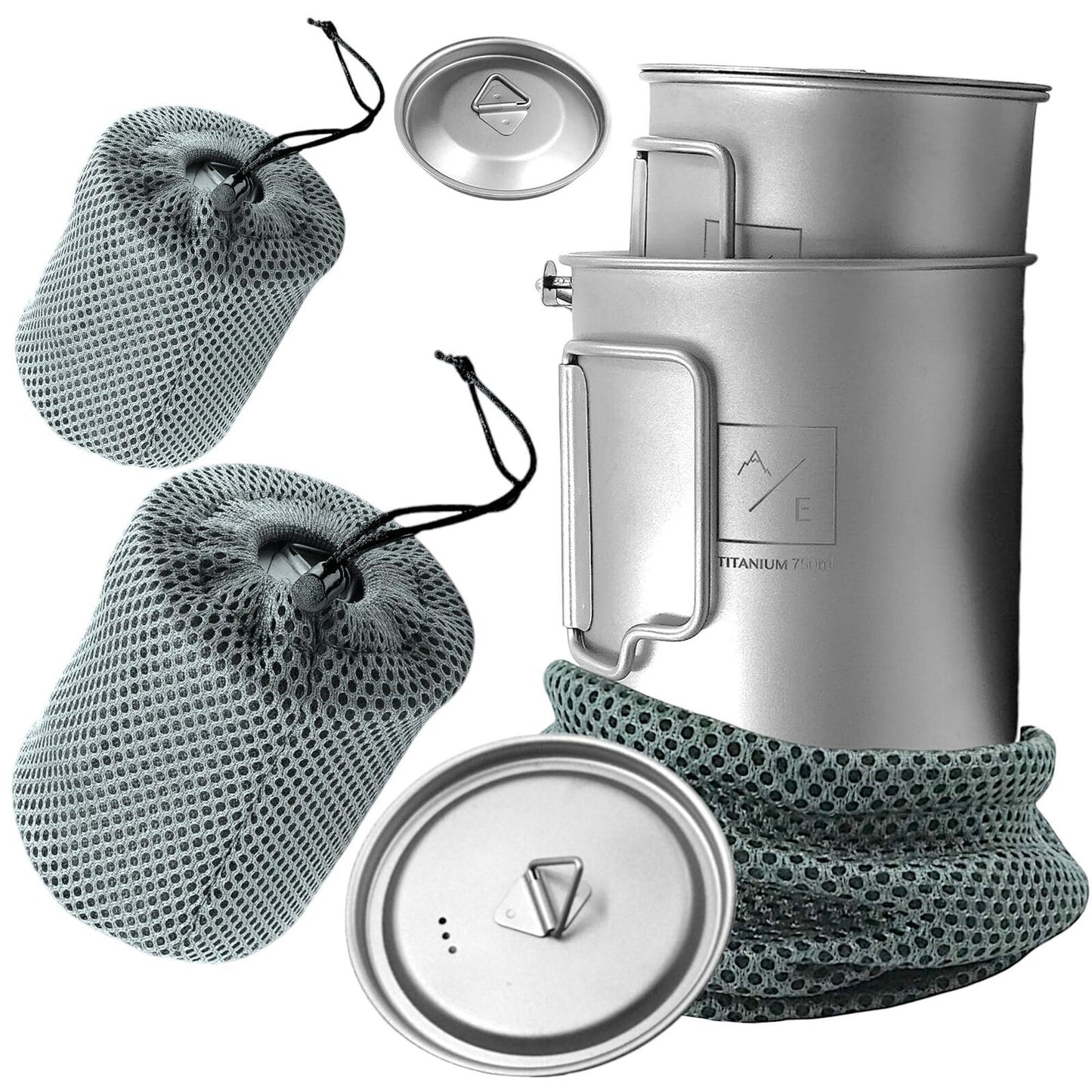 [3PC Set] Ultra-Light Kettle, Mug, and Cuttlery Cookware Set | 450ML Cup | 750ML