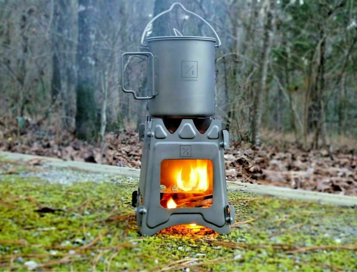 Ultra-Light Flat Pack Titanium Camping Stove| 6inch Tall 3.8inch Cooktop | 208g