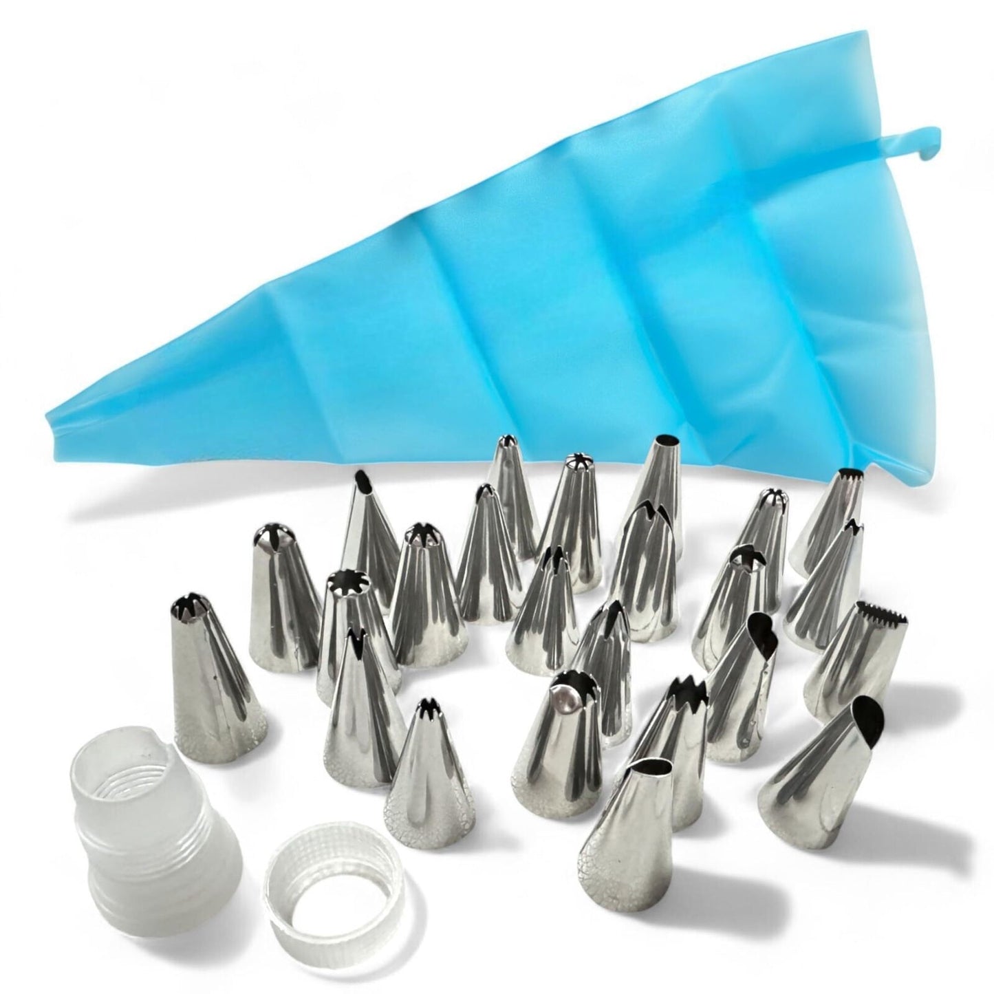 24 Piece Stainless Steel Piping Nozzle Set with Silicone Pastry Bag, Decorating