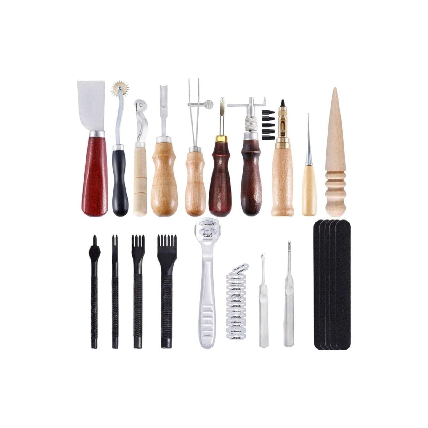 (2 Pack) 19-Piece Leather Crafting Tool Kit, Precision Scriber, Edgers, Trencher