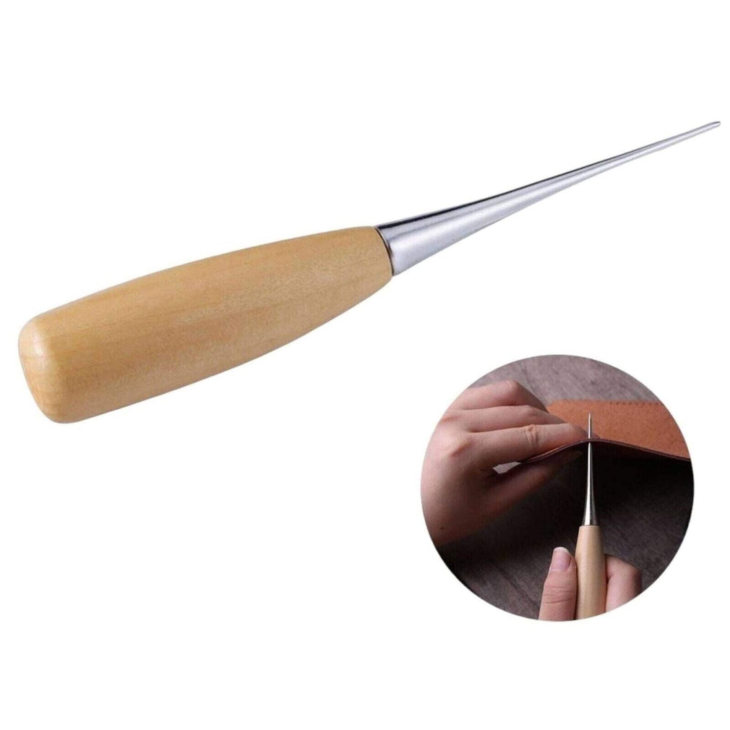 [2-Pack] Stainless Steel Awl Pick with Wooden Handle, 4.72 in Length, for Tailor