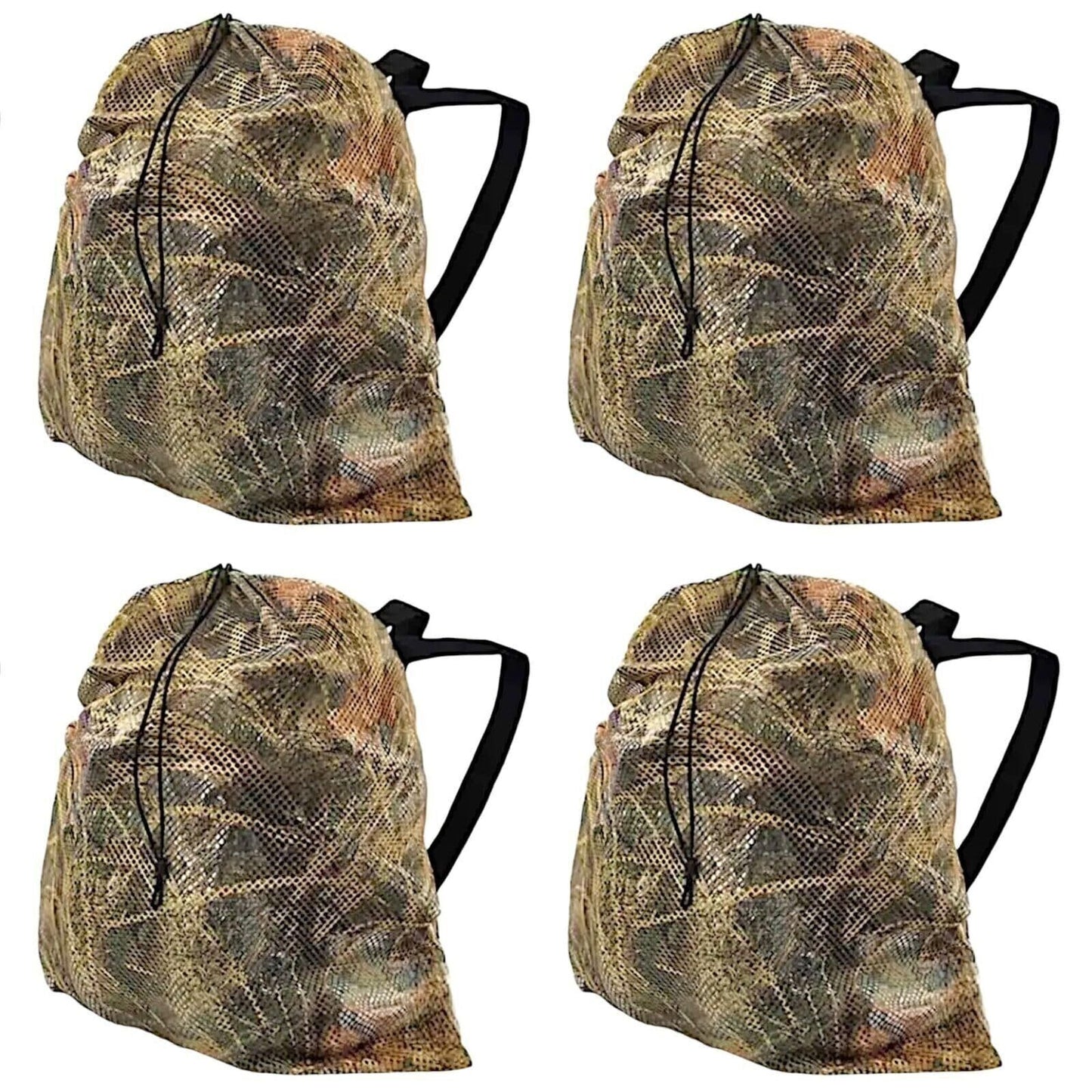 4-Pack Hunting CAMO (Marsh) Mesh Decoy Bag, 33" x 30.5", Adjustable Shoulder Str